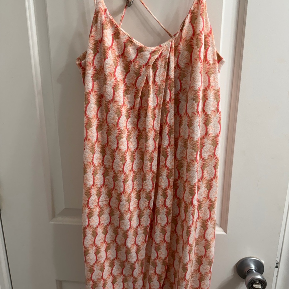 Tommy Bahama Coral and Cream Tropical Slip Dress